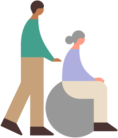 Mission・Vision・Valueを象徴する形で添えられている支え合う人物のイラスト