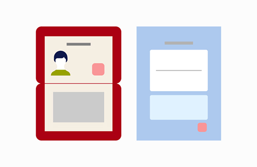 パスポートと公的書類を表すイラスト